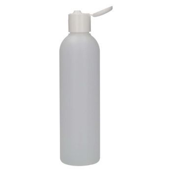 250 ml bottle Basic Round HDPE natural 24.410 + Fliptopcap PP white