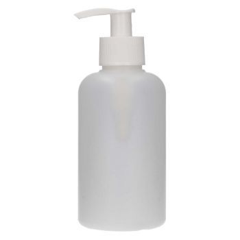 250 ml bottle Compact Round HDPE naturel + Dispenser pump white